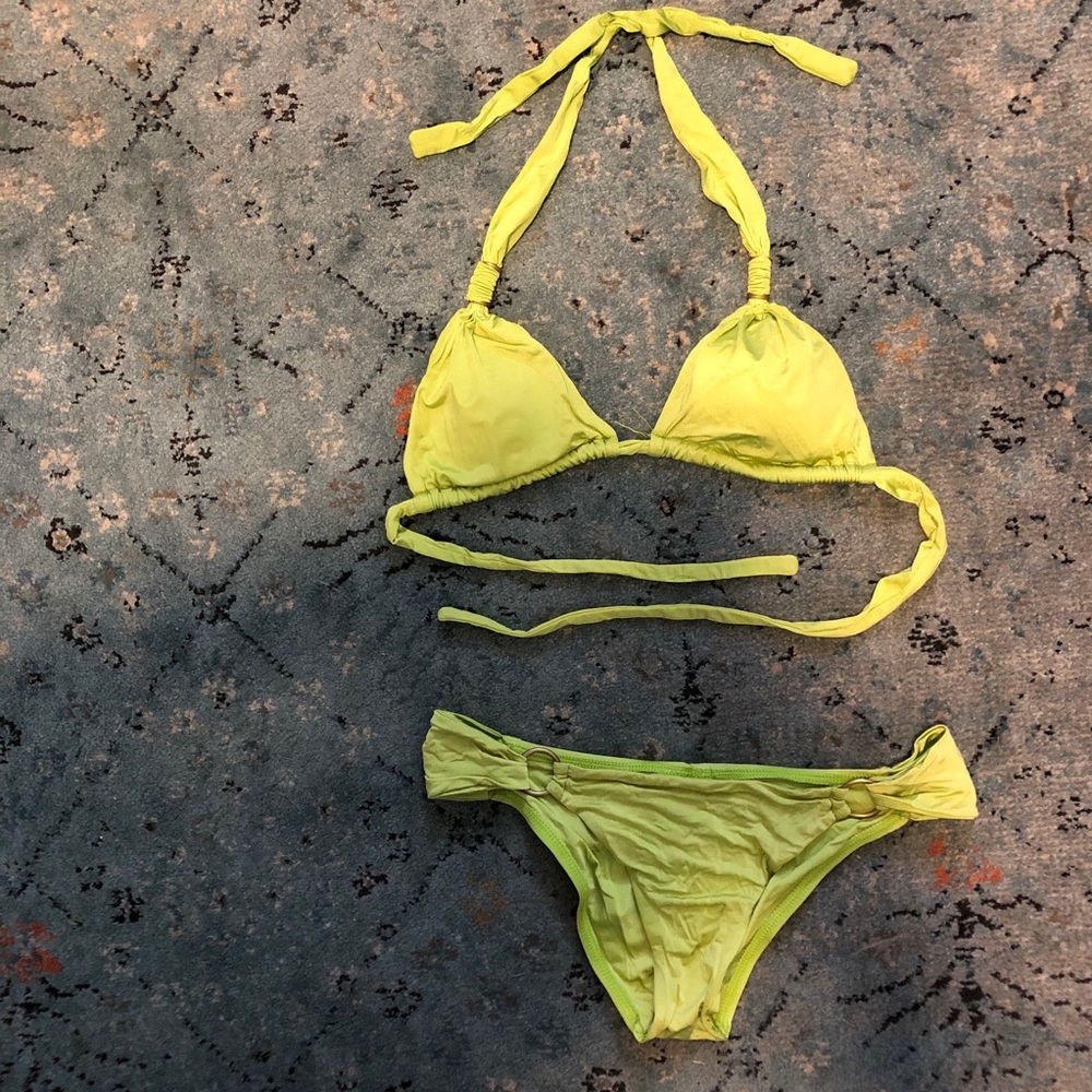 SOLD-- Neon Lime Green Bikini [top + bottom]